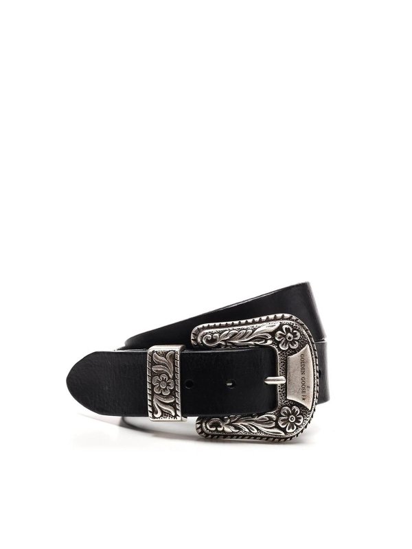 GOLDEN GOOSE: belts - Lace belt in black