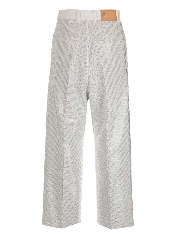 GOLDEN GOOSE: flared jeans online - Breezy rhinestones jeans in white