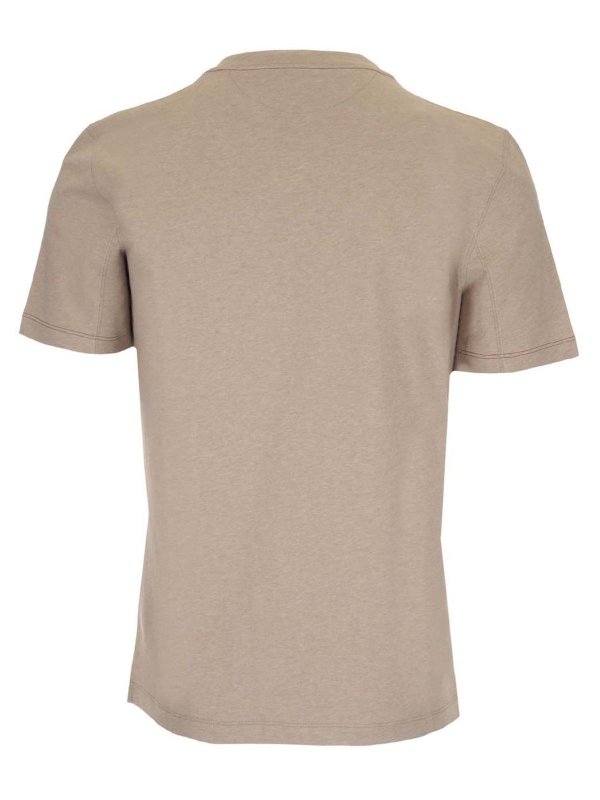 BRUNELLO CUCINELLI: t-shirts online - Fake pocket t-shirt in beige