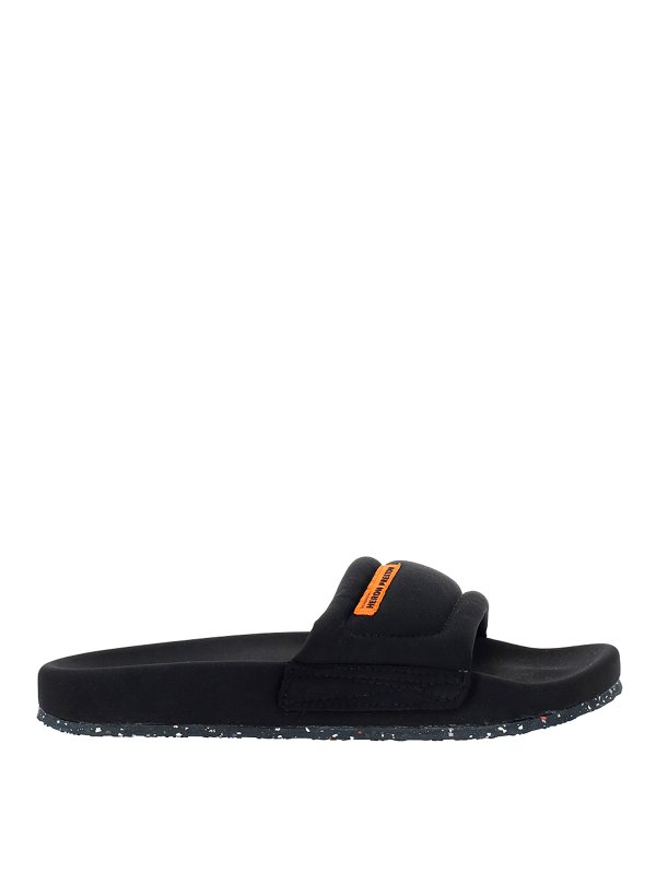 Heron Preston: flip flops - Black slide sandals