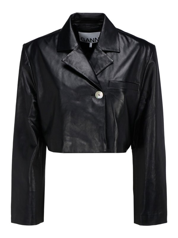 GANNI: leather jacket - Leather jacket