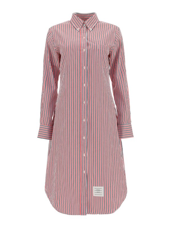 THOM BROWNE: knee length dresses - Striped shirt dress