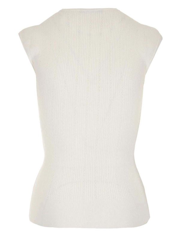 Balmain: tops & shirts online - Knitted top in white