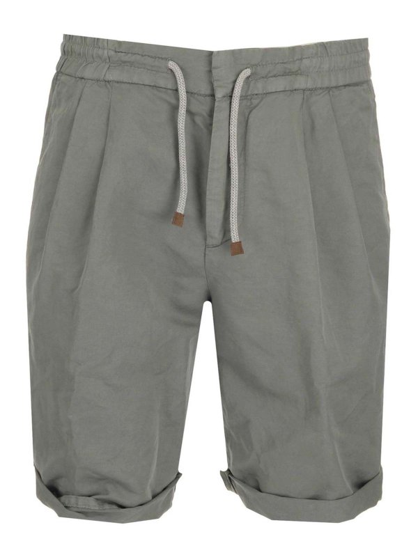 BRUNELLO CUCINELLI: shorts - Drawstring Bermuda shorts in grey