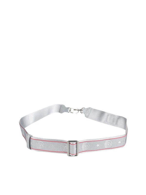 CHIARA FERRAGNI: cross body bags - Logomania shoulder strap in silver color