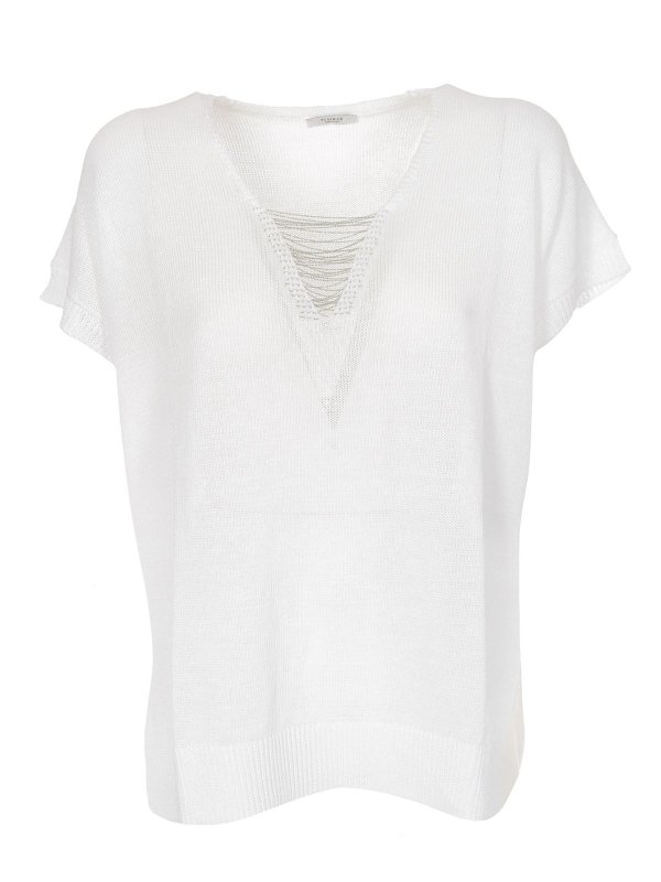 PESERICO: Col en V - Pull À Col V - Blanc