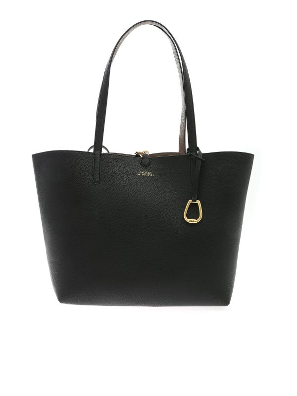 LAUREN RALPH LAUREN: shoulder bags - Reversible shoulder bag in black and mud