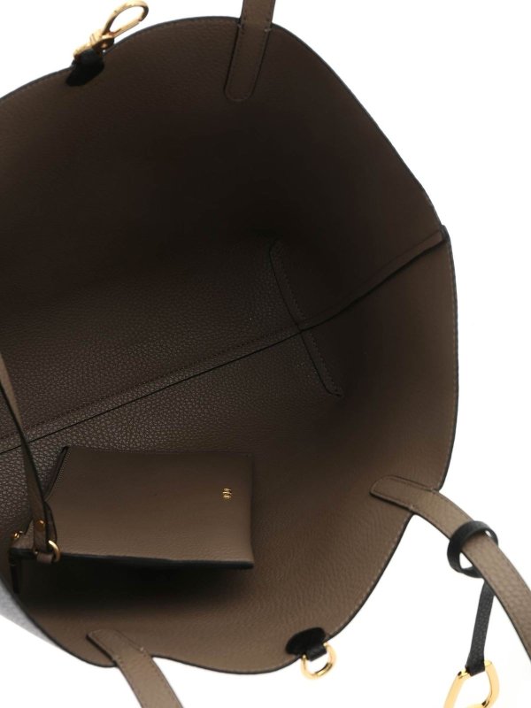 Reversible shoulder bag in black and mud shop online: LAUREN RALPH LAUREN