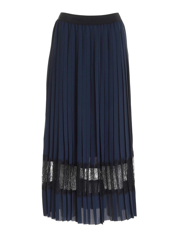 KARL LAGERFELD: Long skirts - Pleated long skirt in blue