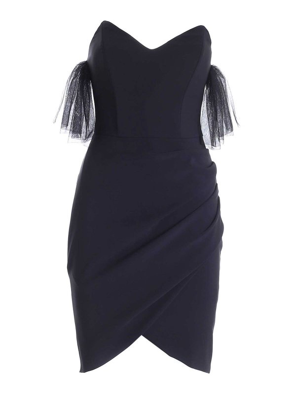 ELISABETTA FRANCHI: abiti corti - Abito corto nero con inserti in tulle