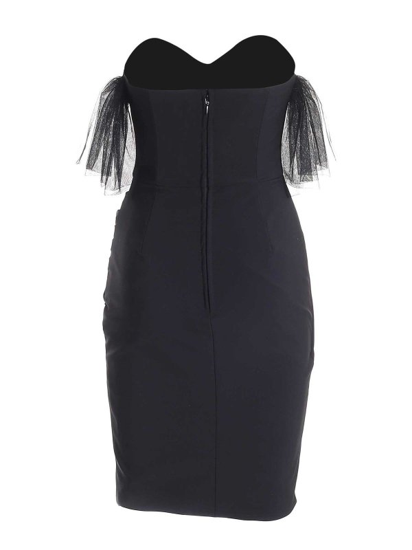 ELISABETTA FRANCHI: abiti corti online - Abito corto nero con inserti in tulle