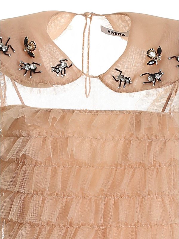 iKRIX Vivetta: abiti lunghi - Abito in tulle color nude con ricami gioiello
