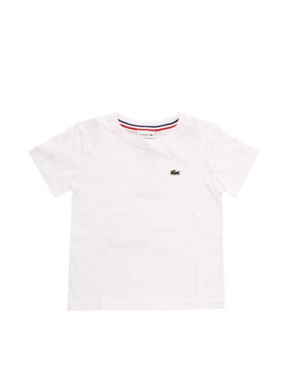 LACOSTE: t-shirts - Logo patch t-shirt in white