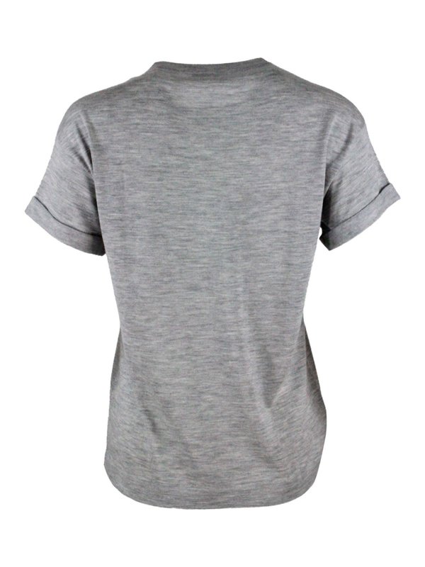 BRUNELLO CUCINELLI: t-shirts online - Cashmere and silk t-shirt in gray