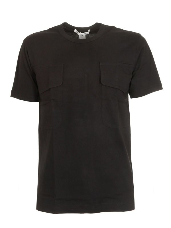 COMME DES GARCONS SHIRT: t-shirt - T-shirt nera con tasche sul petto