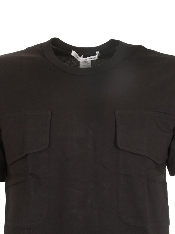 iKRIX COMME DES GARCONS SHIRT: t-shirt - T-shirt nera con tasche sul petto