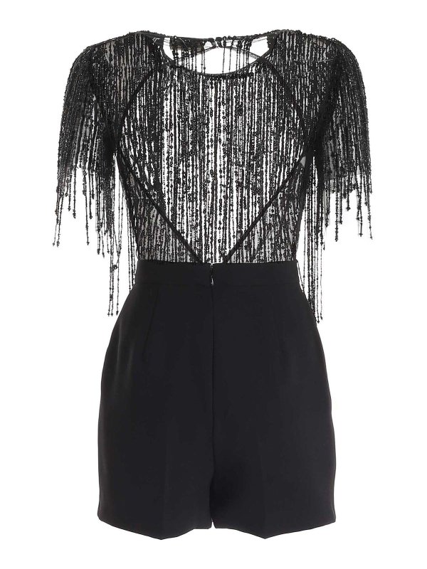ELISABETTA FRANCHI: jumpsuits online - Sequins and beads short jumpsuit in black