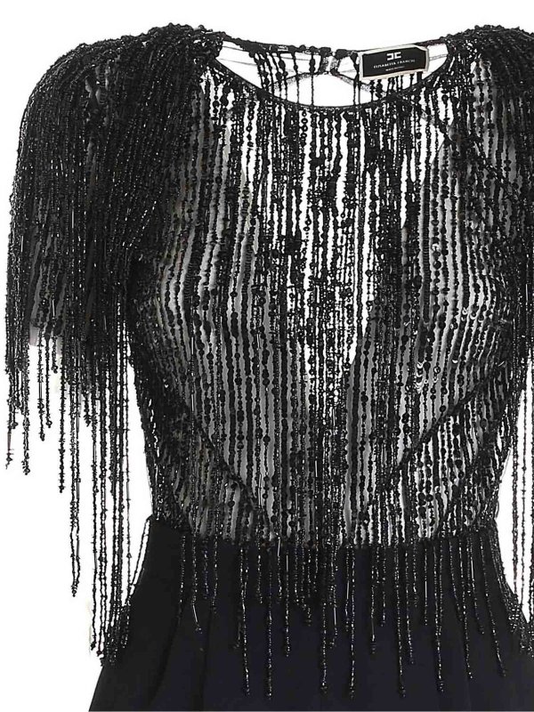 iKRIX ELISABETTA FRANCHI: jumpsuits - Sequins and beads short jumpsuit in black