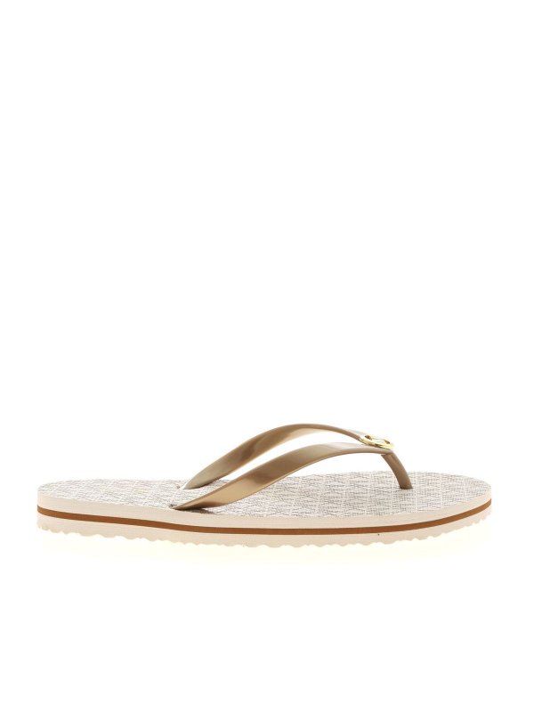 MICHAEL KORS: flip flops - Stripe Eva flip flops in Vanilla color