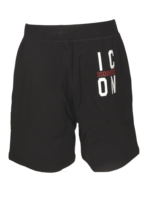 DSQUARED2: shorts online - Iconic logo bermuda in black