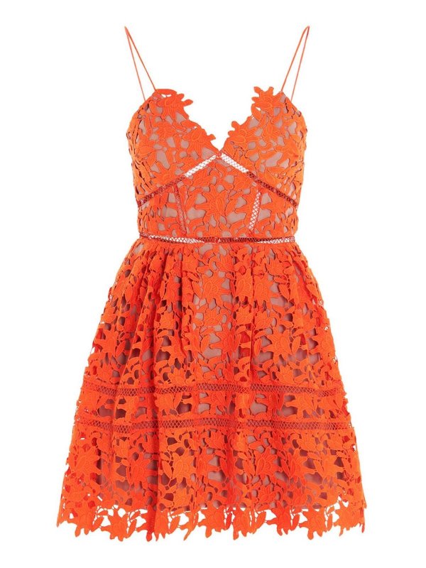 Self Portrait: Kurze Kleider - Kurzes Kleid - Orange