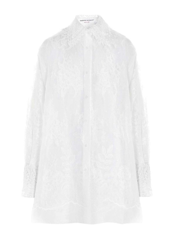 ERMANNO SCERVINO: shirts - Macramé lace inserts shirt in white