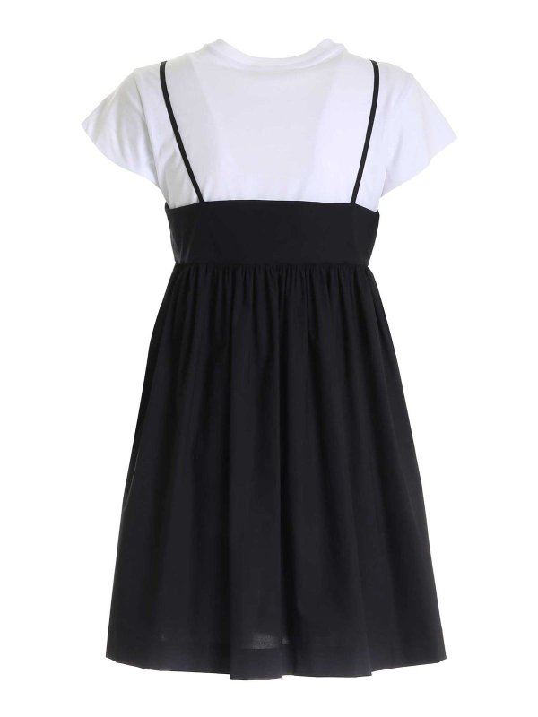 Vivetta: knee length dresses online - Embellished t-shirt dress in black and white