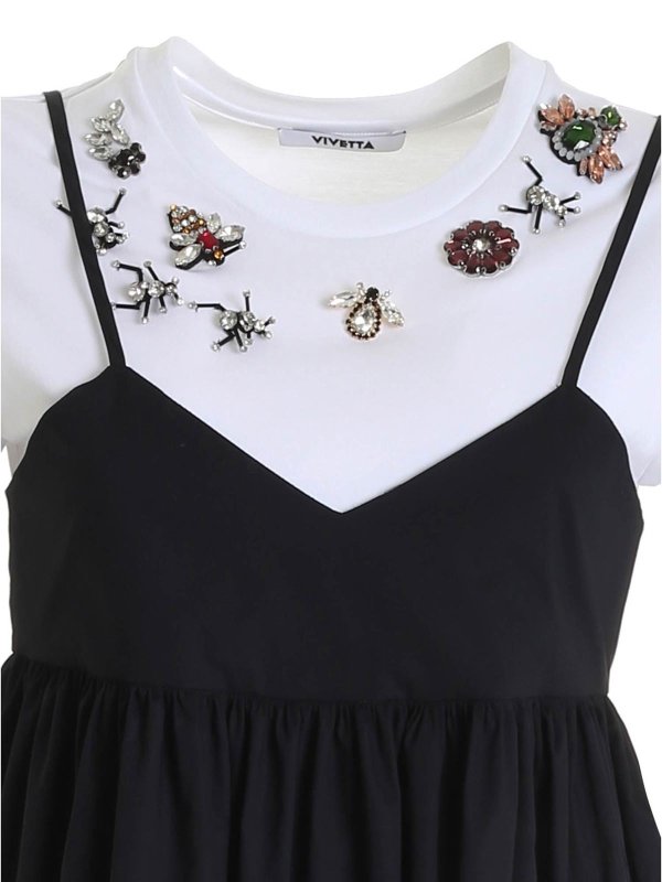 iKRIX Vivetta: knee length dresses - Embellished t-shirt dress in black and white