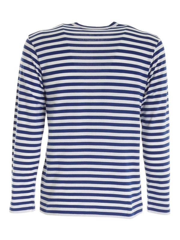 Comme des Garçons Play: t-shirts online - Striped long sleeves T-shirt in white