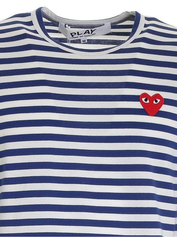 iKRIX Comme des Garçons Play: t-shirts - Striped long sleeves T-shirt in white