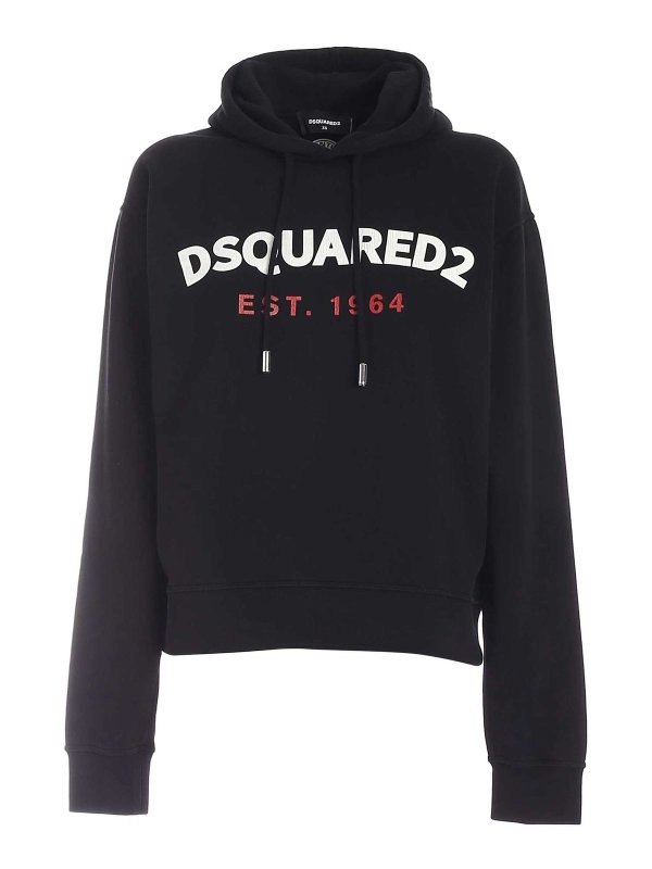 DSQUARED2: Felpe e maglie - Felpa nera con stampa logo