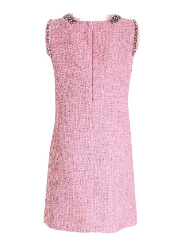 BLUMARINE: short dresses online - Bouclé dress with jewel details in pink
