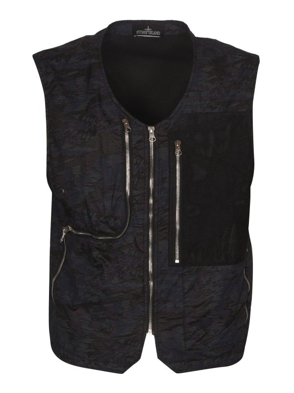 STONE ISLAND: waistcoats & gilets - Utility vest in black