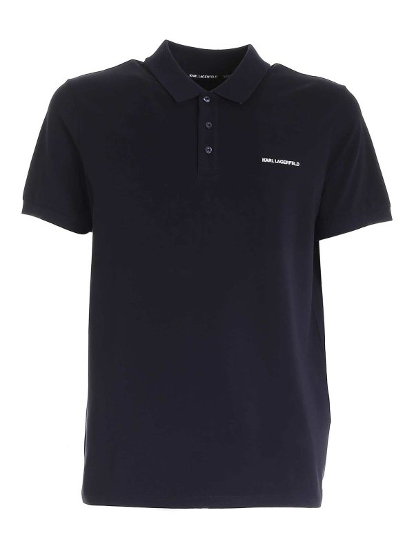 KARL LAGERFELD: polo shirts - Rubberized logo polo shirt in blue