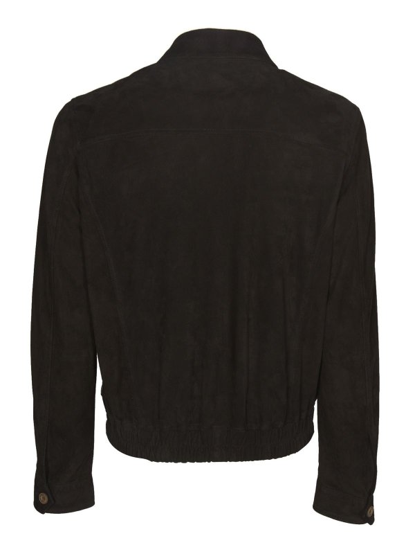 LARDINI: leather jacket online - Suede jacket in black