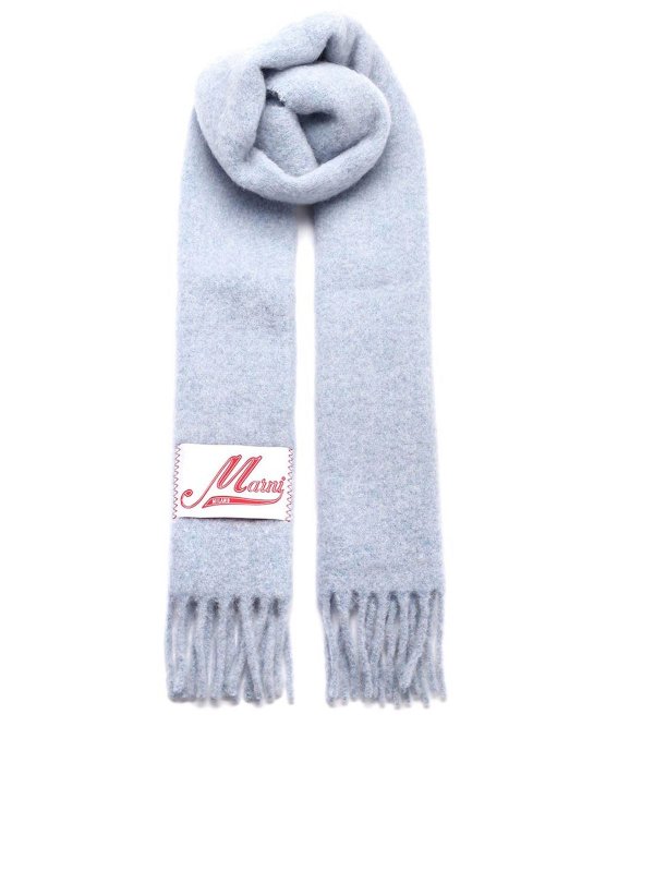 Marni: scarves - Brushed alpaca scarf in light blue