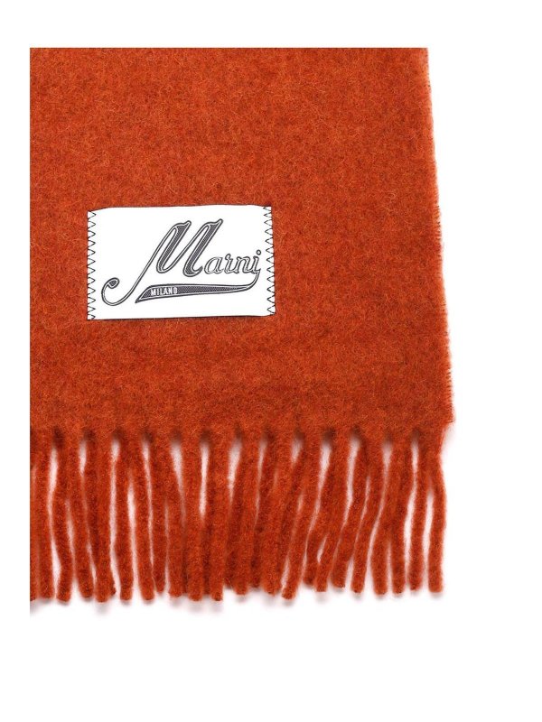 Marni: scarves online - Brushed alpaca scarf in Terracotta