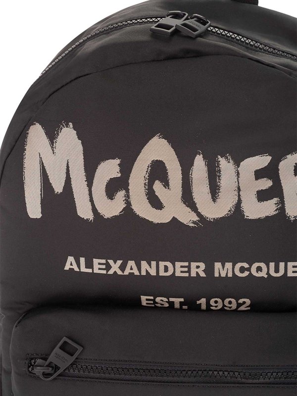 Branded backpack in black shop online: ALEXANDER MCQUEEN