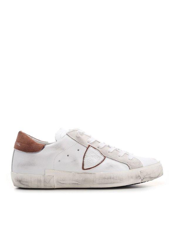 PHILIPPE MODEL: trainers - Logo sneaker in white and brown
