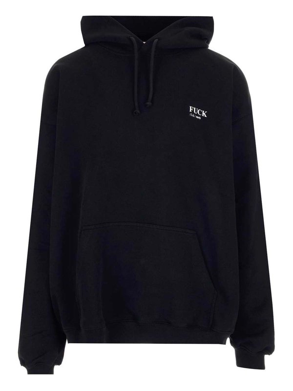VETEMENTS: Sweatshirts & Sweaters - Fuck Definition hoodie in black
