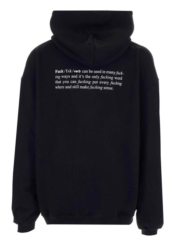 VETEMENTS: Sweatshirts & Sweaters online - Fuck Definition hoodie in black