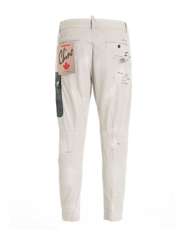 DSQUARED2: casual trousers online - Color stains chino pants in beige