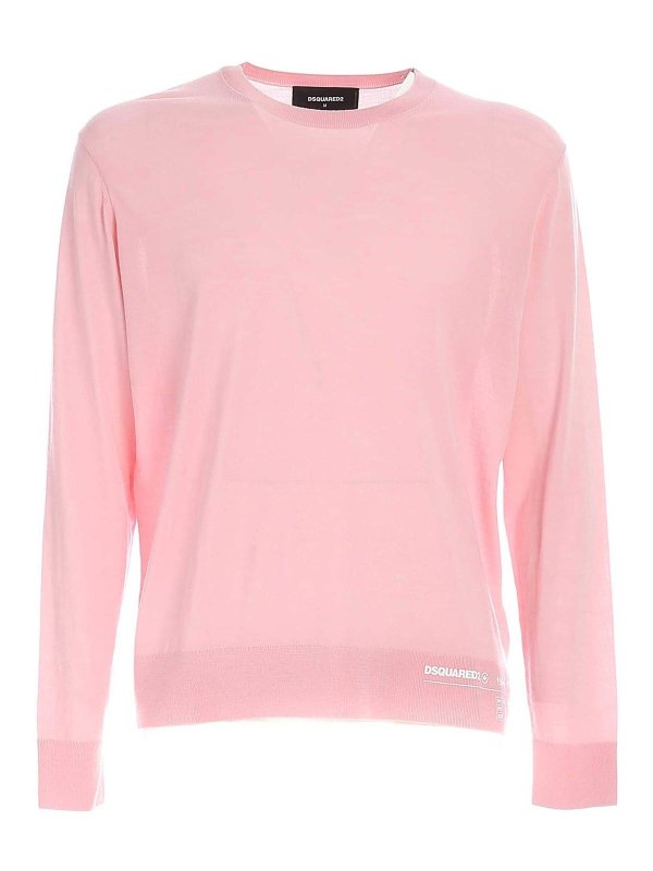 DSQUARED2: Suéteres con cuello pico - Suéter Cuello Redondo - Rosado
