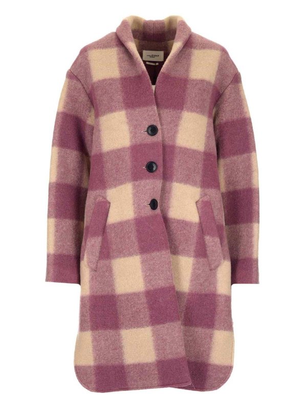 Isabel Marant Etoile: knee length coats - Gabriel coat in pink and ecru color