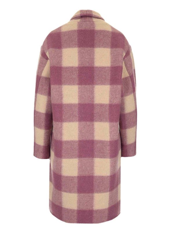 Isabel Marant Etoile: knee length coats online - Gabriel coat in pink and ecru color