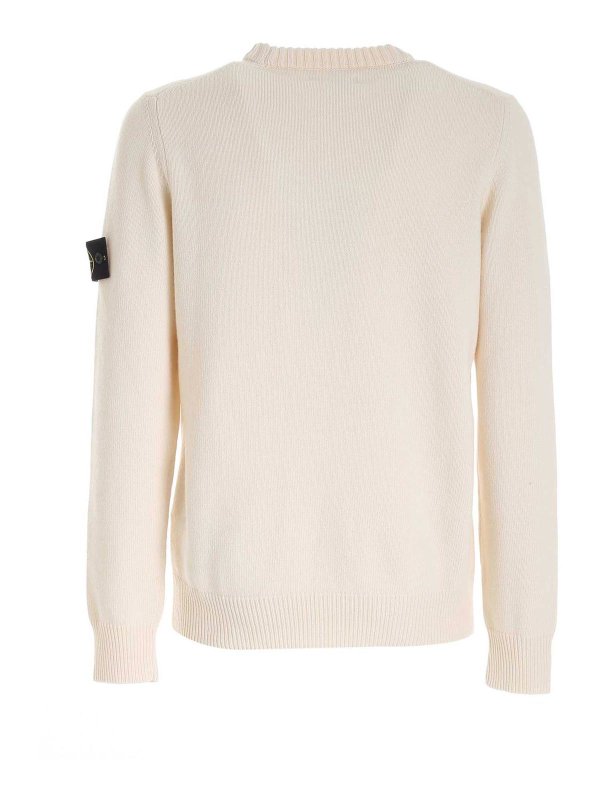 STONE ISLAND: crew necks online - Logo patch sweater in cream color
