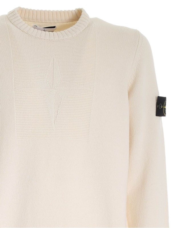 iKRIX STONE ISLAND: crew necks - Logo patch sweater in cream color