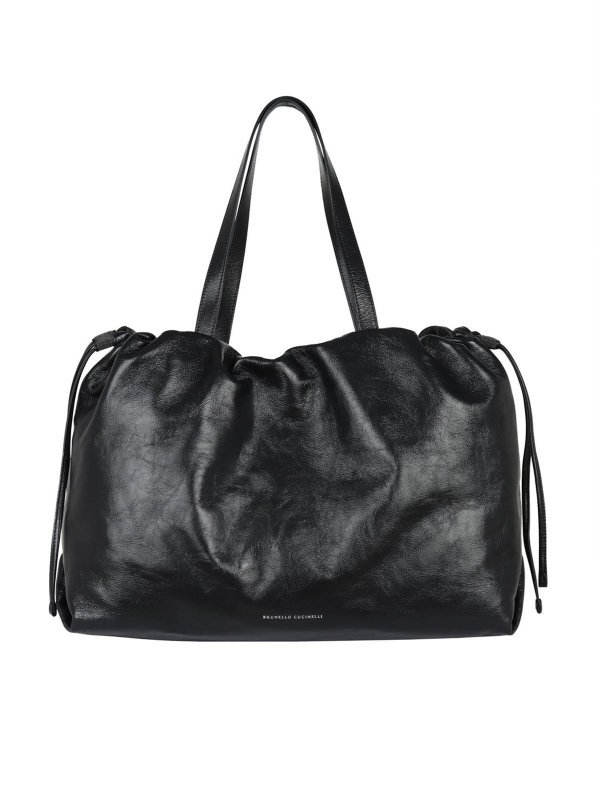 BRUNELLO CUCINELLI: totes bags - Drawstring handbag in black