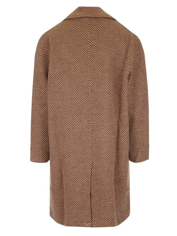 ETRO: cappotti al ginocchio online - Cappotto spigato beige e marrone