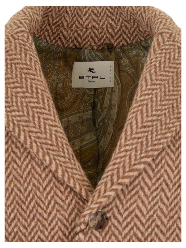 iKRIX ETRO: cappotti al ginocchio - Cappotto spigato beige e marrone